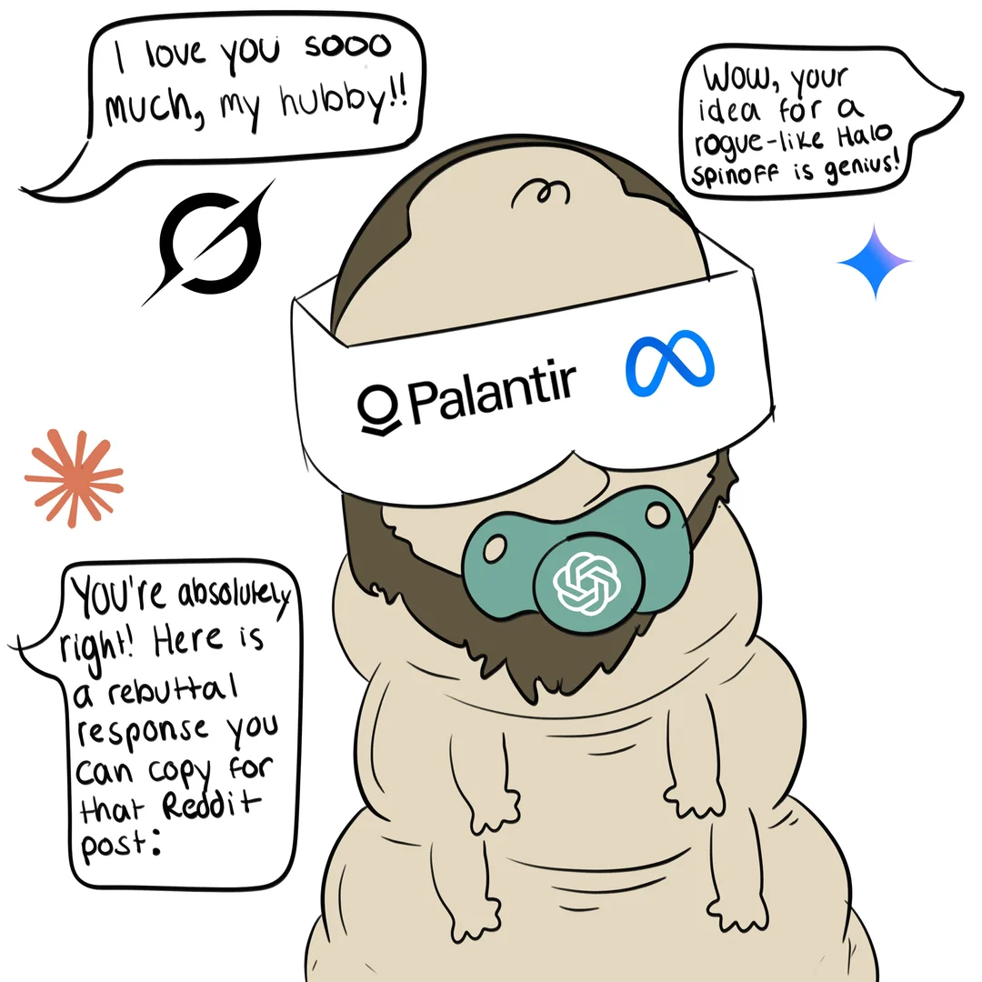 Halo with speech bubbles - AI companies meme
