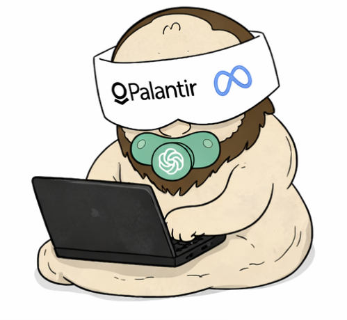 Halo with laptop - Palantir and OpenAI meme